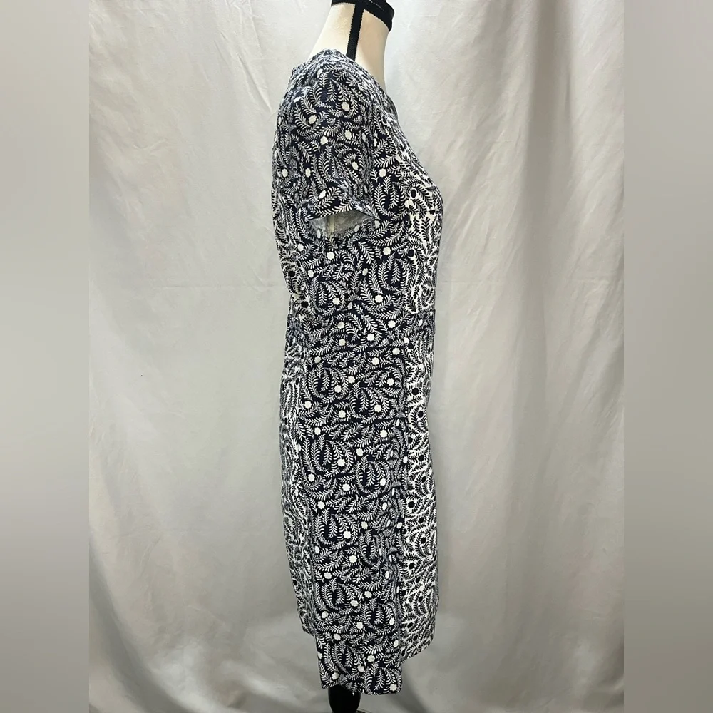 Boden Leaf Print Cap Sleeve Full Zip Fitted Bodice  Mini Dress - Picture 5 of 10